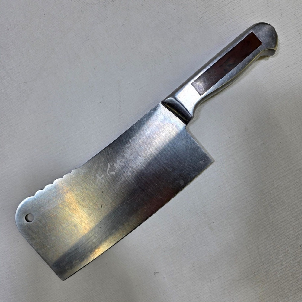 Shi Ba Zi Zuo Chinese Cleaver 11in Silver 4Cr13 Stainless Steel Chef Knife Slice